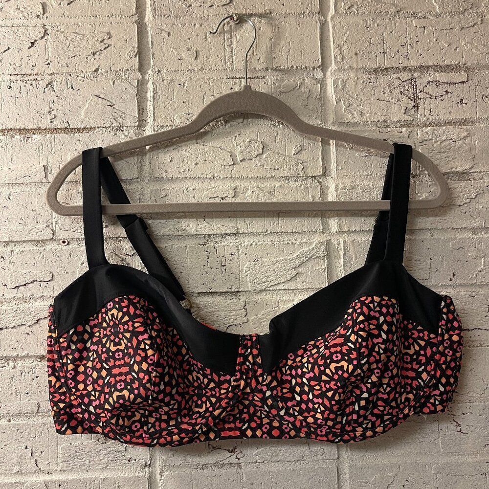 Ava & Viv Bathing Suit Bra Bikini Top Abstract Geometric Design Plus Size Curvy